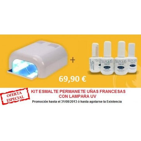 Kit Uñas francesas Esmalte Permanente con lampara