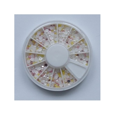 Ruedas de Piedras Decorativas 10 - Perlas Blacas y Rosa