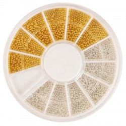 Ruedas de Piedras Decorativas 18 - Perla Oro y Blanca