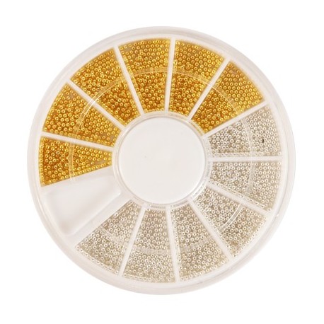 Ruedas de Piedras Decorativas 18 - Perla Oro y Blanca